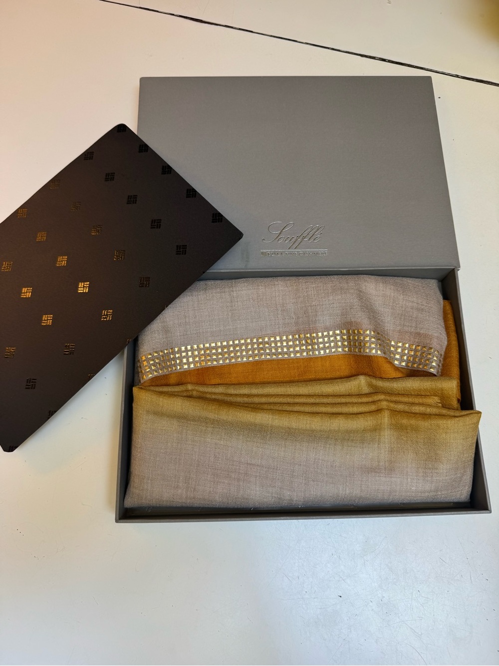 EZMA Souffle fine cashmere 28x80” sheer scarf
Wrap from India MIB gifted unused
